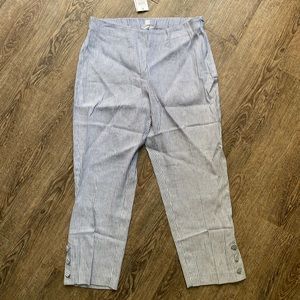 J Jill Linen Stetch button Hem Ankle pant